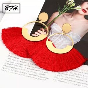 Bohemian big tassel earrings for woman lady